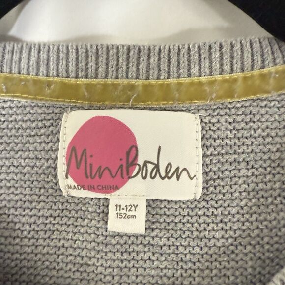 Mini Boden Cardigan Girl 11 12Y Grey Knit Button Front Long Sleeve Cashmere Cott - Picture 4 of 7